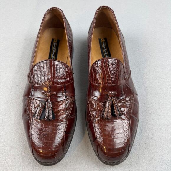 Stacy Adams Y2K Alberto Genuine Snake Skin Tassel Loafers Cognac Mens 12M main image 5
